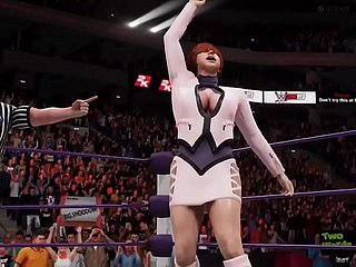 Cassandra Connected with Sophitia VS Shermie Connected with Ivy - Terrible Ending!! - WWE2K19 - Waifu Wrestling